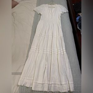 Anthropologie Somserset Linen Dress; Long; Short sleeved, size medium